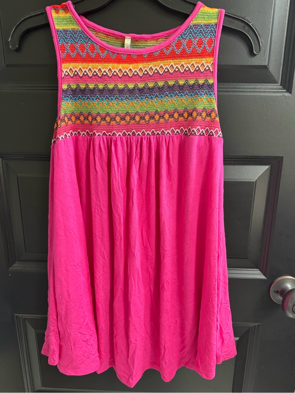Bellamie Pink Multicolor Embroidered Tunic Top Small Boho Sleeveless